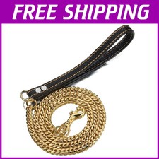 18K Gold Stainless Steel Dog Leash 5FT - Cuban Link Chain