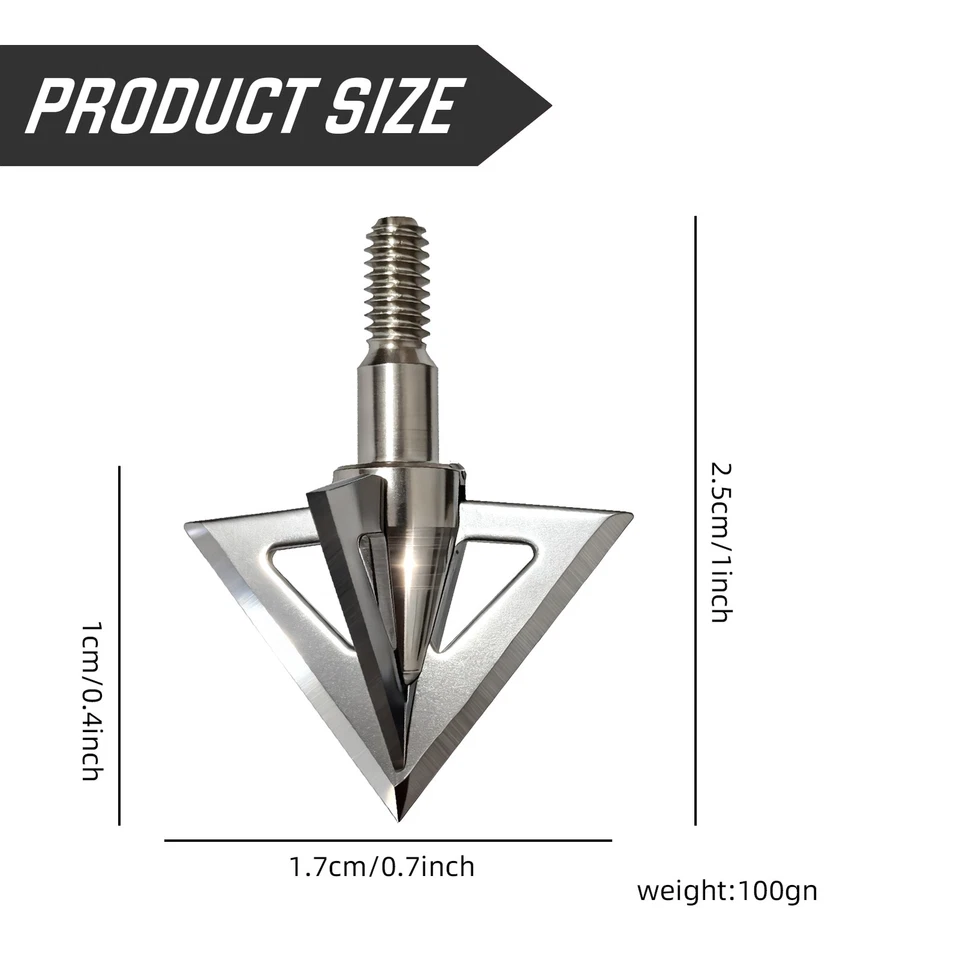 12Pcs Archery Broadheads 100 Grain 4 Blade Crossbow Compound Bow Hunting Tips - Image 3 of 4