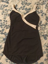 Vintage Longitude One Piece Swimsuit Size 14, Black, With White And Gold Trim