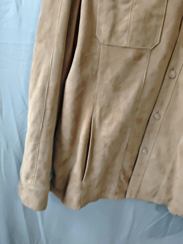 Cole Haan Jacket Mens Large Suede Button Up Western Shirt Pockets Casual - Image 4 of 4