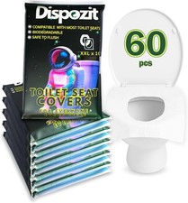 60 Pcs XL disposable flushable toilet seat covers 100 Biodegradable for Travel