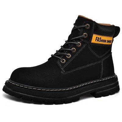 Men's Work & Safety Boot Trekking Outdoor Leather High Mid-Top Lace Up Shoes 