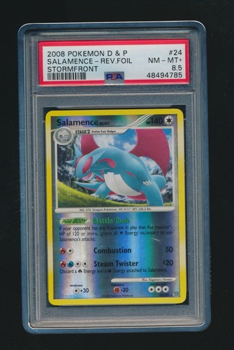 SALAMENCE 2008 POKEMON STORMFRONT REVERSE HOLO RARE 24/100 GRADED PSA 8.5 POP 1