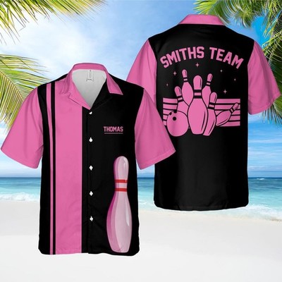 Personalized Bowling Hawaiian Shirt, Custom Bowling Team Shirt, Bowler Shirts
