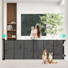 Retractable Baby Gate Extra Wide, 118 Wide X 41 Tall Mesh Dog Gates for Stairs