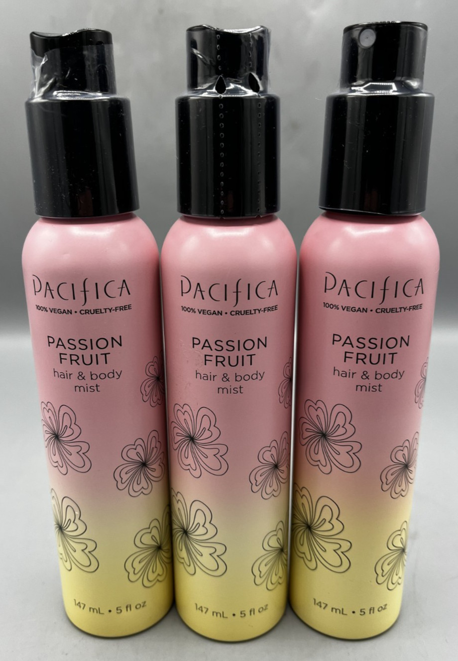 Lot Of 3 Pacifica Passion Fruit Hair; Body Mist 5 fl oz - Br
