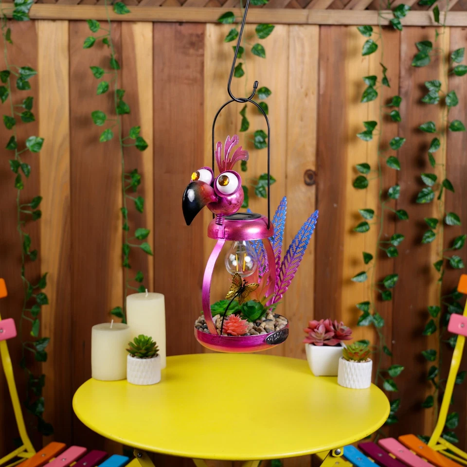 Solar Pink Flamingo Garden Light 16 Inch Whimsical Outdoor Decor with LED - Image 2 of 4