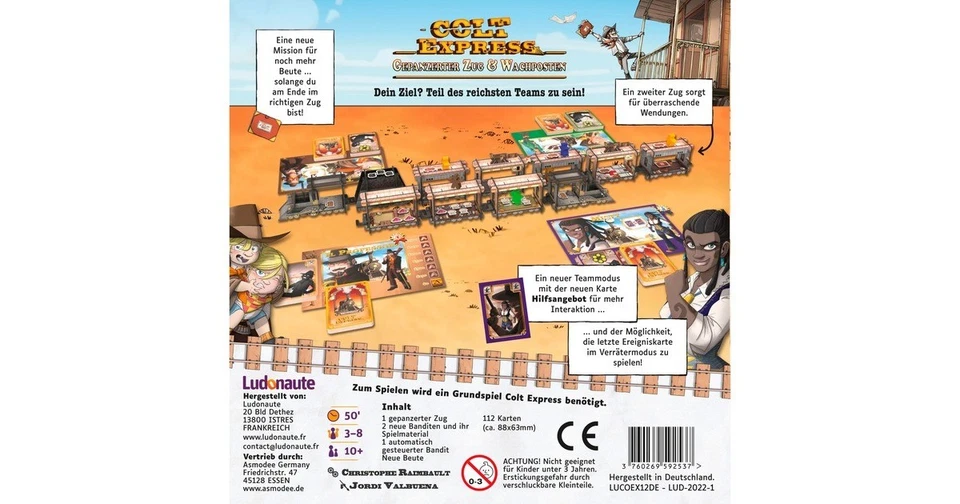 Asmodee Colt Express - Gepanzerter Zug & Wachposten, Brettspiel (Erweiterung) - - Bild 3 von 4