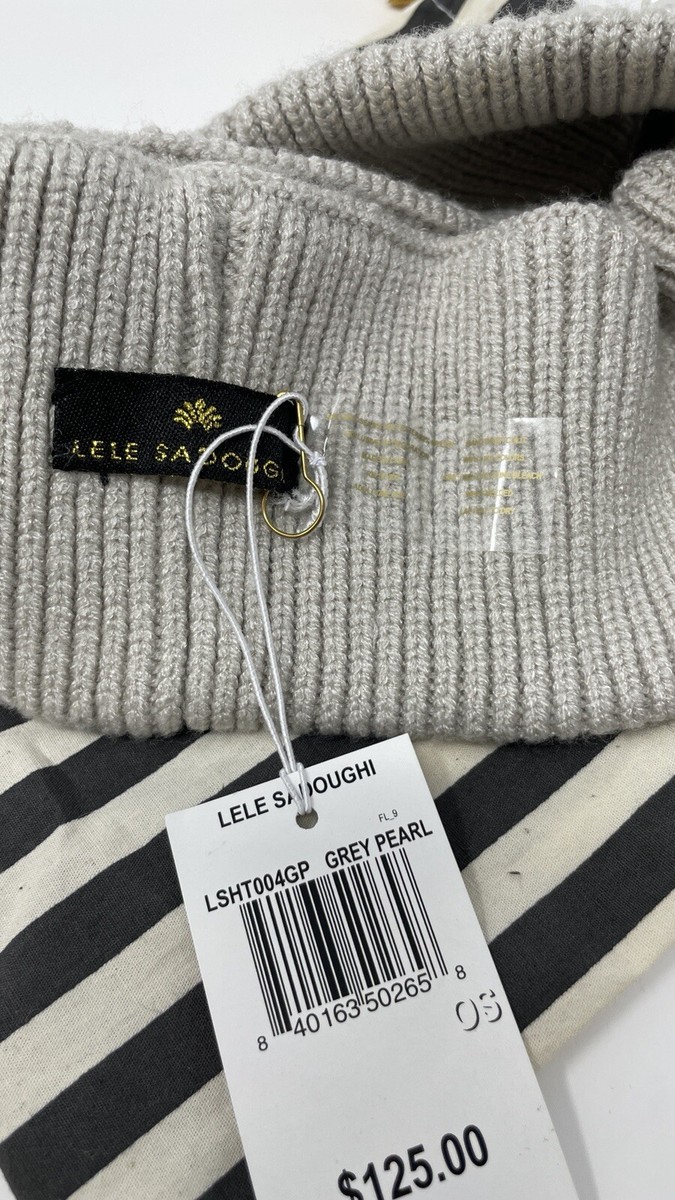 Lele Sadoughi Heather Grey Ear Warmer Studded Headband NWT Lele Sadoughi knit heaband Grey pearl embellished ear  main image 3