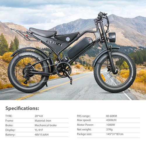 Updated 48V1000W Fat 20"electric bicycle DK401 Ebike 15AH emountain Hydraulic - Picture 10 of 10