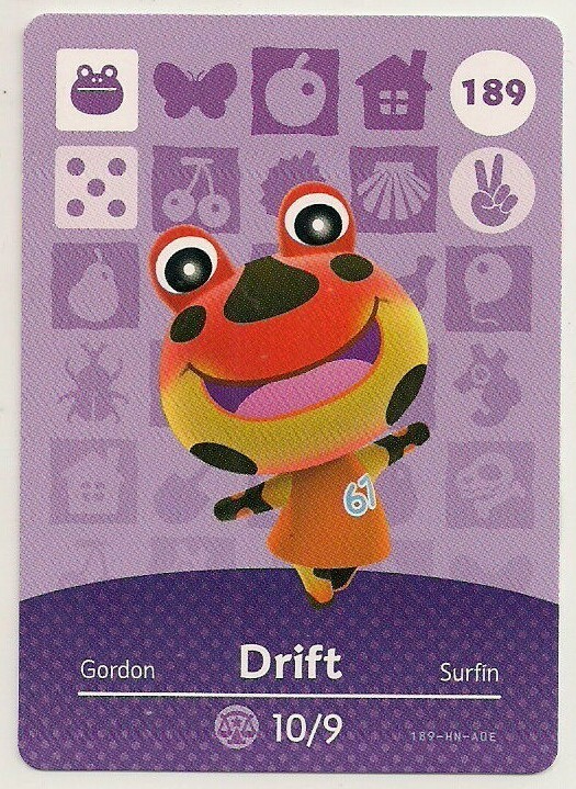 Animal Crossing amiibo Card: Drift 189 Series 2 Frog New Leaf