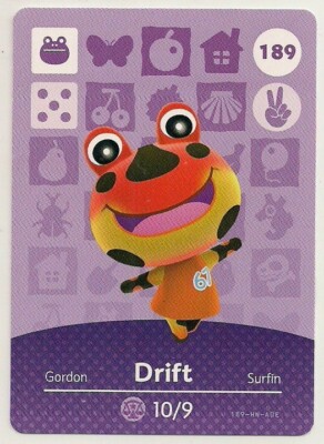 Animal Crossing amiibo Card: Drift 189 Series 2 Frog New Leaf
