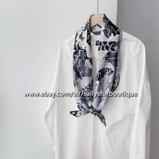 Sally Boutique 18 Momme Twill Silk Wrap Scarf Clouds Print Double Face Shawl 35"