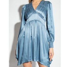 NWT AllSaints Esta Mini Dress in Blue Slate Size 2