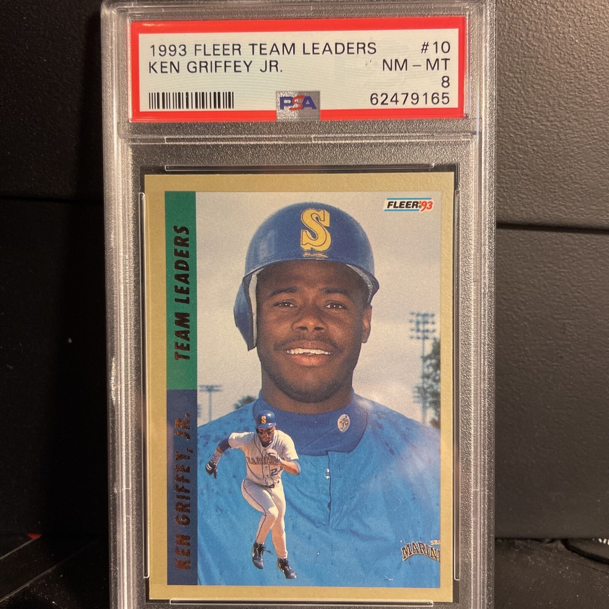 🔥Ken Griffey Jr. 1993 FLEER TEAM LEADERS Card #10 MARINERS PSA 8
