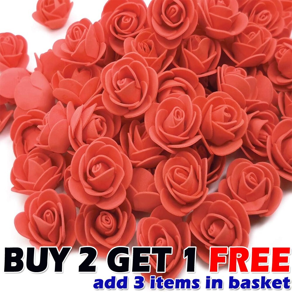500PCS Foam Roses 3cm Artificial Foam Flower Head DIY Rose Bear Decor Gift UK