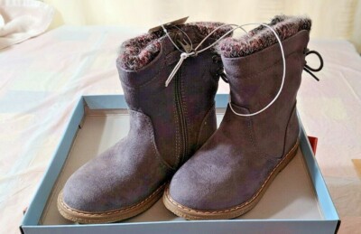 NEW Cat & Jack Girls Walda Grey Zipper Faux Suede Fashion Ankle Boots Size 9