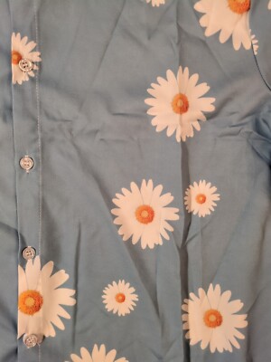 Hawaiian Shirt XL Blue Wild Flowers New Colorful Light Comfortable Soft 