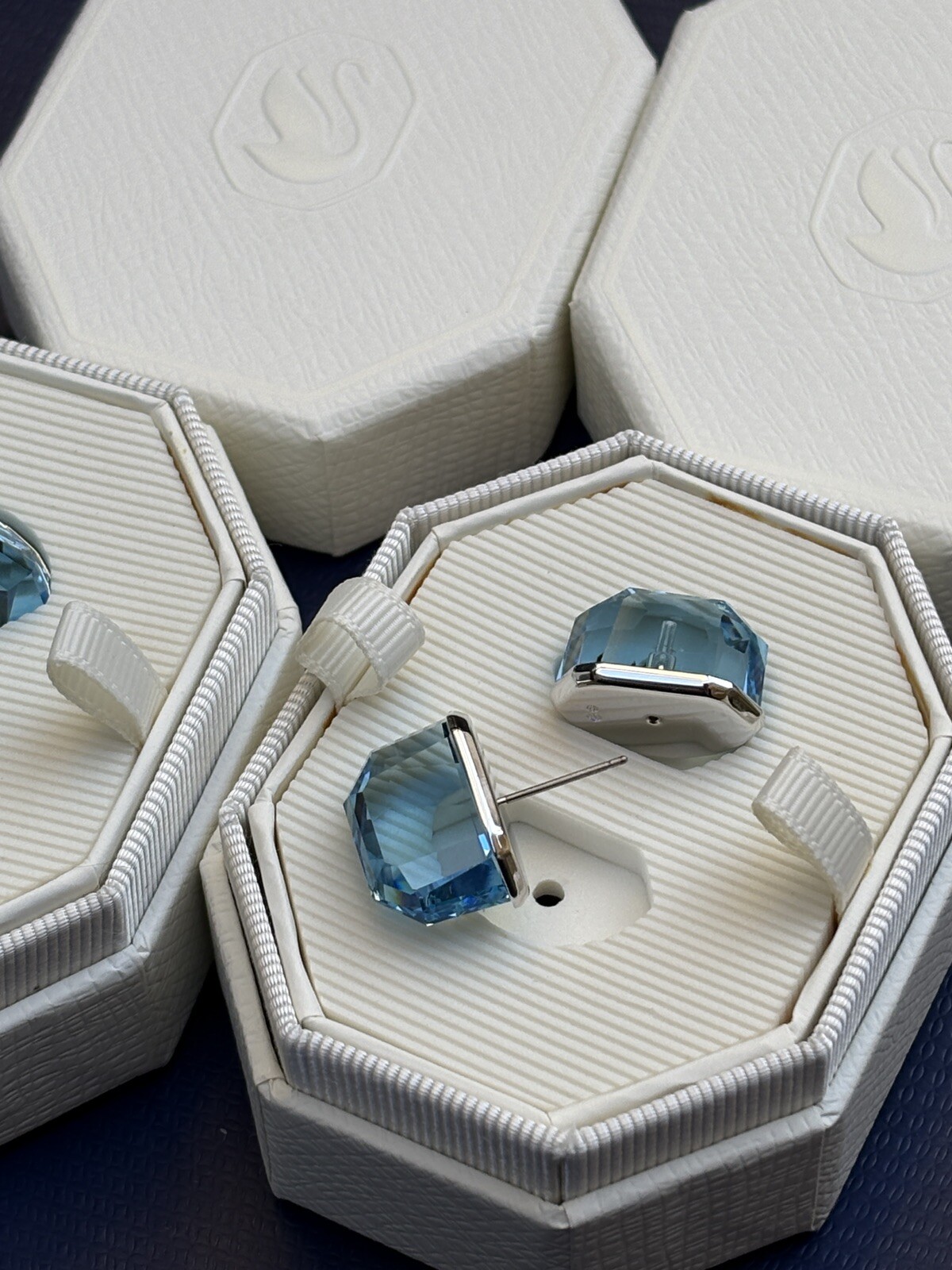 Swarovski , Earrings, Female, Blue, One Size, Blue Crystal Earrings With Silver Layer - Image 2