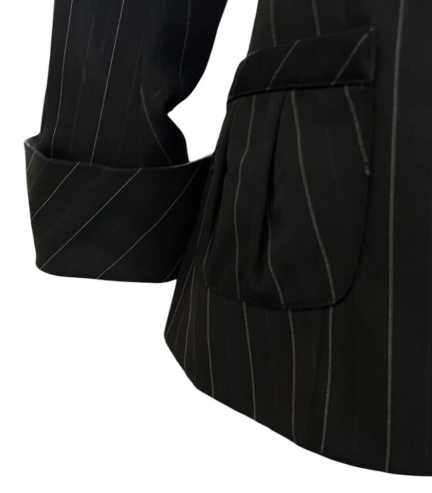 Blazer Bisou Bisou Mujer Negro Rayas Solapa Reunida, Mangas Forrado 8 Foto 4 de 4