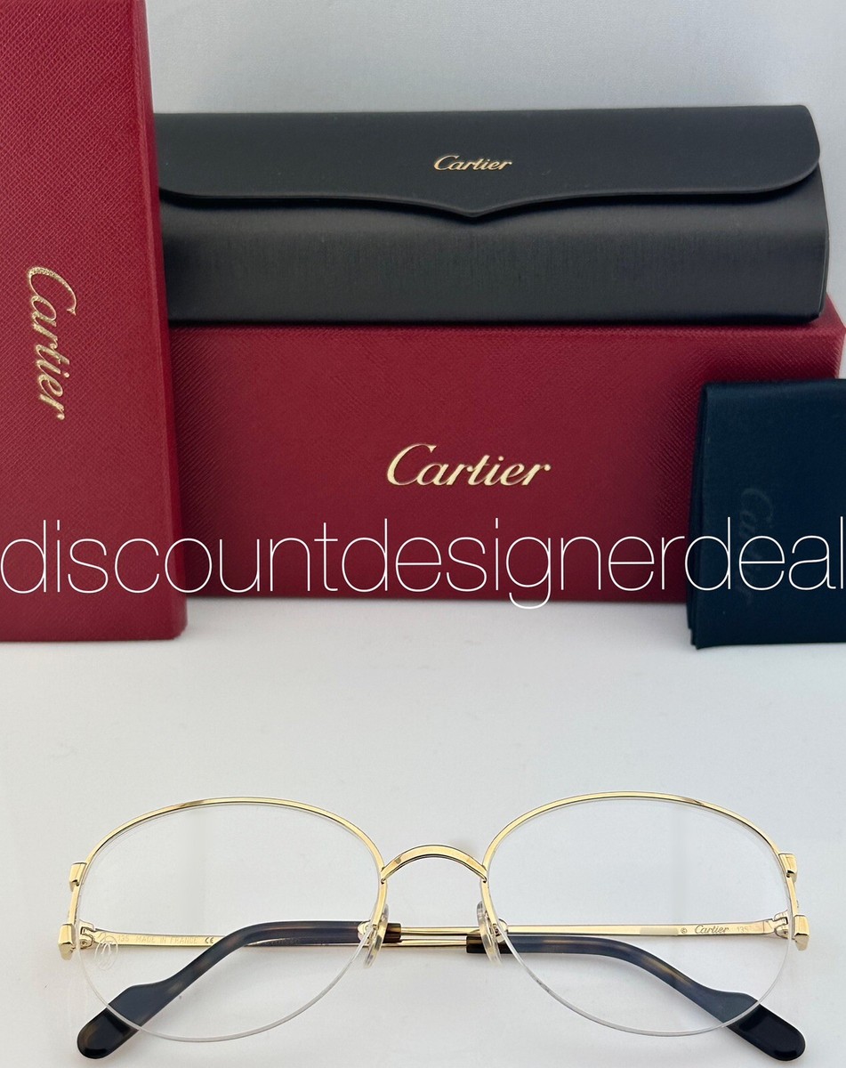 メガネ Cartier Cartier - CT0154O - 002 gold gold transparent Cartier Oval Half Rim Eyeglasses CT0154O 002 Gold Metal