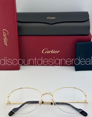 【送料,関税込】Cartier メガネ CT0154O Cartier Oval Half Rim Eyeglasses CT0154O 002 Gold Metal