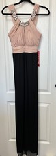 NWT City Triangles Halter Neck Chiffon Long Dress Sz 9 Blush Pink Black Beaded