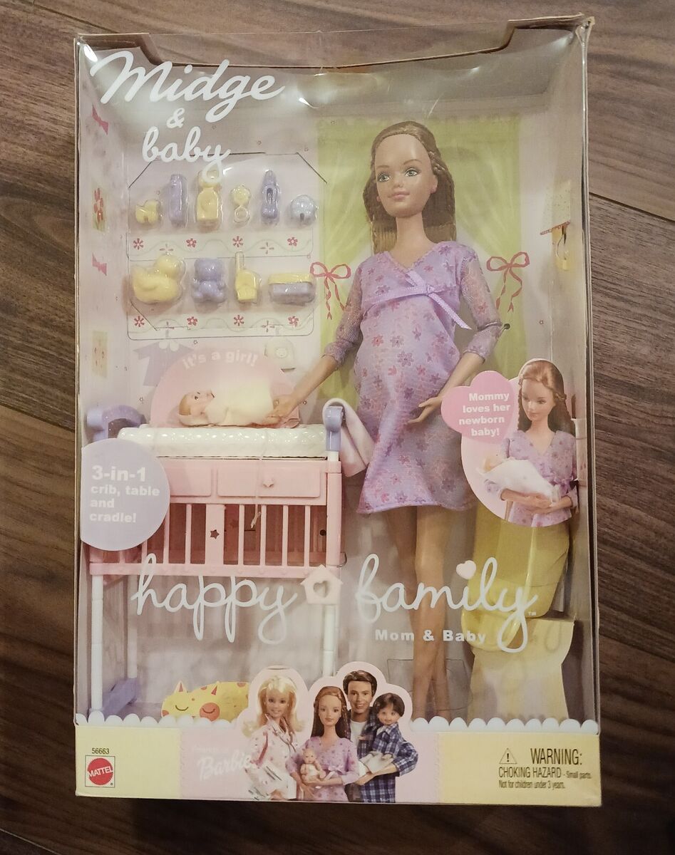 Mattel Happy Family Pregnant Midge and Baby Barbie Doll 2002 NIB