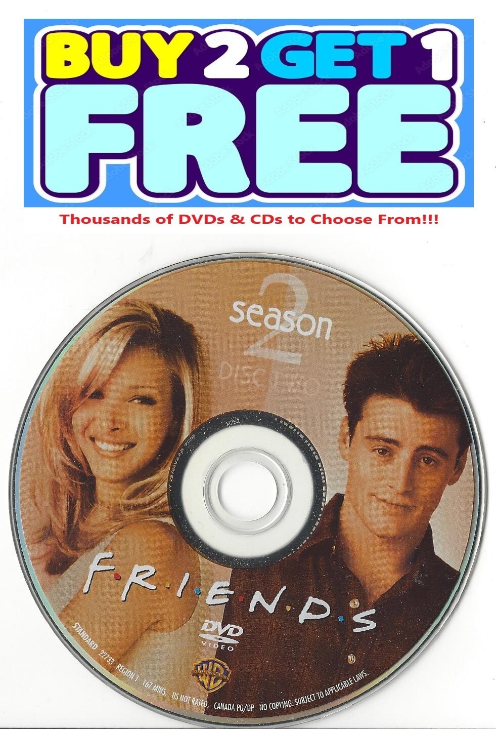 Friends (DVD) Second Season 2 Disc 2 Replacement Disc U.S. Issue Great ...