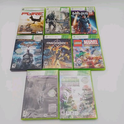 Xbox 360 Video Game Lot of 8  Microsoft Skyrim Plants Vs Zombies Crysis 2 Batman