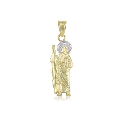14K Yellow White Gold Saint Jude Pendant - St San Judas Thaddeus ...