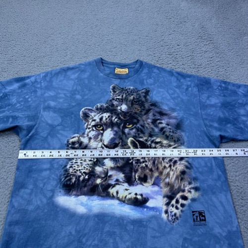 VTG 1998 The Mountain Shirt 2XL Blue Tie Dye Snow Leopard Crew Tee Park Zoo USA - Picture 6 of 10