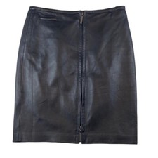 Express 100 Leather Zip Front Skirt 3/4