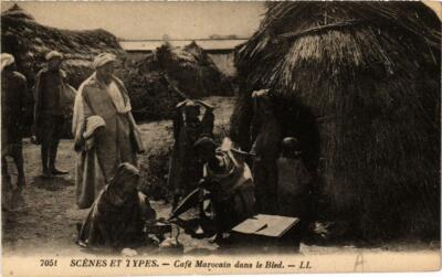 Old postcard AK MOROCCO Scenes and Types Moroccan Coffee in Bled (689255)