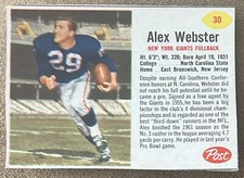 1962 Post Cereal #30 Alex Webster New York Giants VG-VGEX FREE SHIPPING