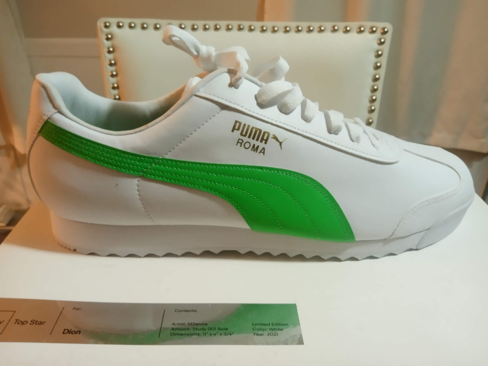 SAOLA Puma Roma Classic Bianco Verde Lime Uomo 14 Nuovo!
