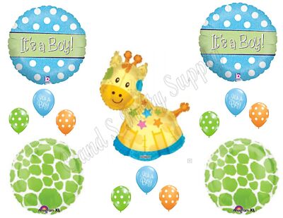 NEW! IT'S A BOY GIRAFFE BABY SHOWER Balloons Decorations Supplies