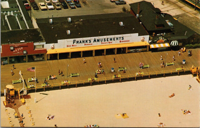 Postcard Aerial View Frank's Amusements Boardwalk and Beach Point Pleasant Beach