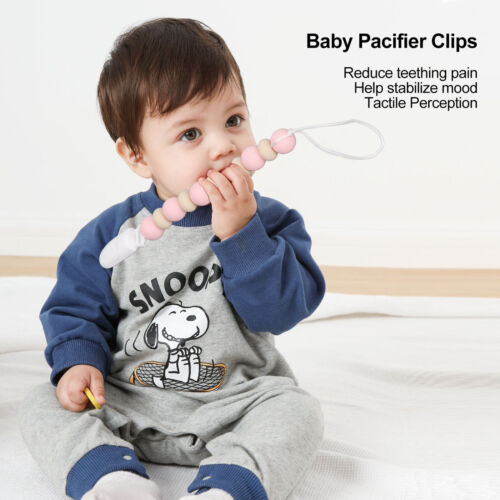 Baby Pacifier Clips Silicone One Piece Beads Pacifier Strap Leash Holder