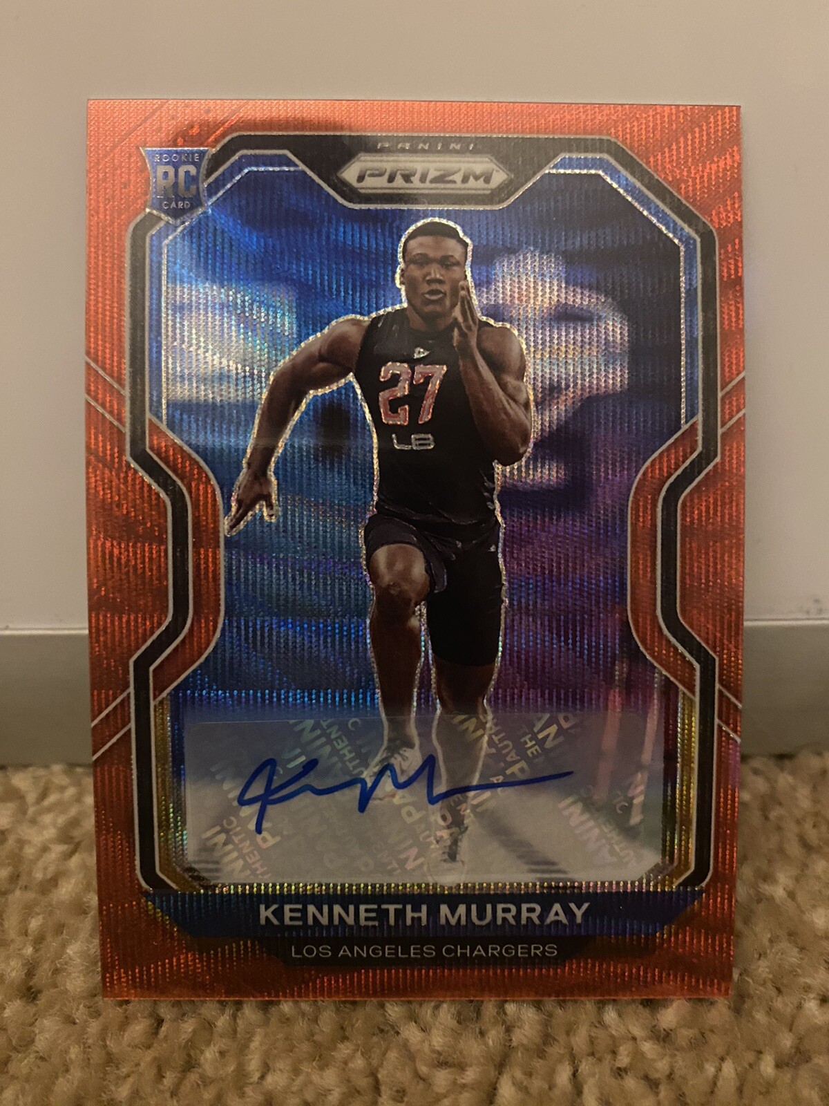 2020 Panini Prizm Red Wave /149 Kenneth Murray #327 Rookie Auto RC