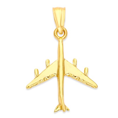 Massiver Gold Flugzeug Anhänger in 10k oder 14k, Sport Halskette für Piloten