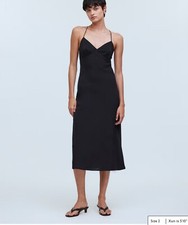 Madewell The Layton Midi Slip Dress in True Black Women's Size 8 New With Tags!