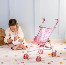 Ivy & Lily Baby Doll Umbrella Stroller Pink Heart Print Free Delivery UK
