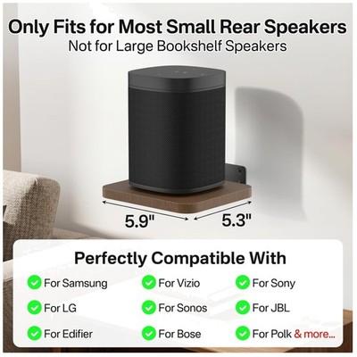 Small Speaker Wall Mount Pair - Adjustable Shelves