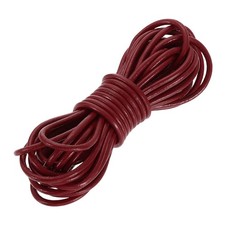 5.5 Yard 3mm Round Leather Cord Lacing String for DIY Crafts, Wine Red