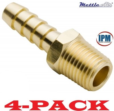 4-PACK! 1/4'' Hose ID Barb x 3/8 NPT Male Brass Straight Fitting 125-4C MettleAir