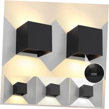 12W 2Pack Outdoor Wall Lights 3.94IN-12W【2 Pack】 Black Tri Color Dimming