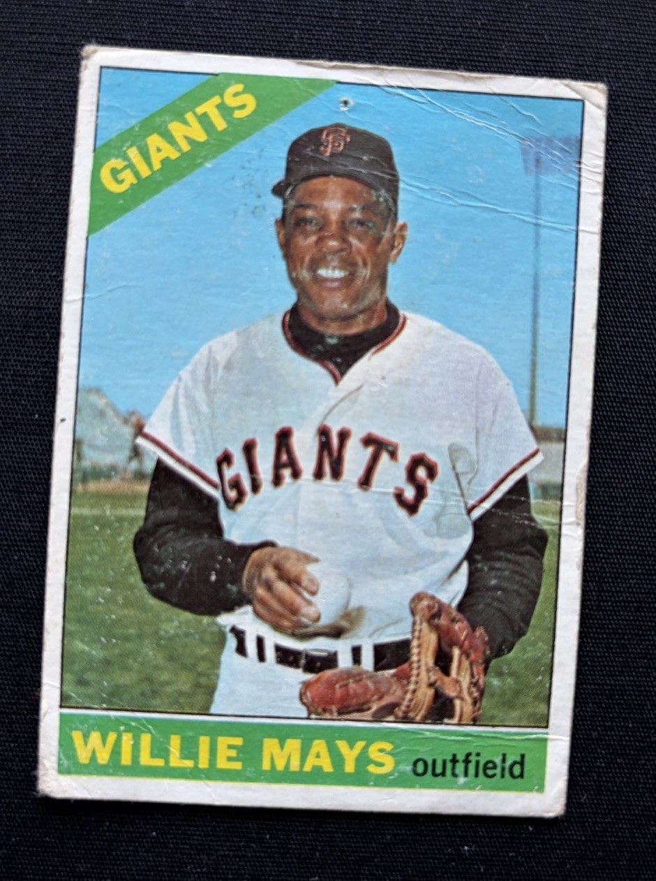 1966 TOPPS #1 WILLIE MAYS SAN FRANCISCO GIANTS POOR *CREASE & PAPER LOSS