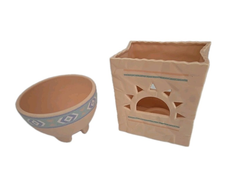 Treasure Craft Southwest Style Luminary Candle Holder And Salsa Bowl.