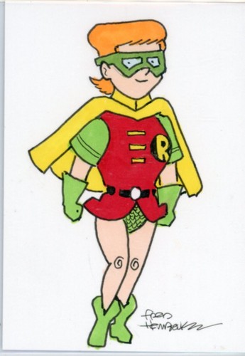 Fred Hembeck Sketch Card: Carrie Kelley, Robin (DC Comics)